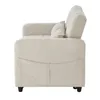 Side view of a beige sofa bed. Produktbild-Vorschau