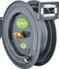 A gray hose reel mounted on a wall. Produktbild-Vorschau