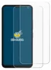 A clear screen protector is shown laid over a smartphone. Produktbild-Vorschau