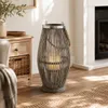 Lampa ogrodowa z bambusa z uchwytem i szklanym cylindrem, Podgląd zdjęcia produktu 4