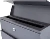 A close-up view of a gray metal mailbox with its lid open, showing the mail slot and a keyhole. Produktbild-Vorschau