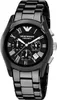 A black Emporio Armani ceramic watch with a black dial and silver accents. Produktbild-Vorschau