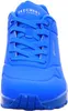 A close-up, front-facing view of a blue Skechers sneaker. Voir les images du produit