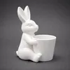 Keramik Hase mit Topf Weiß 23cm – Blumentopf & Osterdeko Produktbild-Vorschau 3