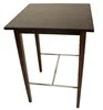 A dark brown bar table with silver metal supports is shown against a white background. Produktbild-Vorschau