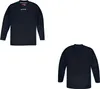 A black long-sleeved shirt is shown from the front and back against a white background. Produktbild-Vorschau