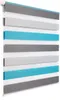 WOLTU Doppelrollo Weiss+Grau+Türkis : 100x150cm Größe: Produktbild-Vorschau 1