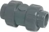A gray PVC check valve shown against a white background. Produktbild-Vorschau