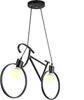 A black bicycle-shaped pendant light with two light bulbs. Podgląd zdjęcia produktu