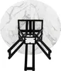 The underside of a round marble-patterned table with a black metal base. Produktbild-Vorschau