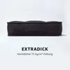 A black floor cushion is shown against a white background with text below. Náhled obrázku produktu