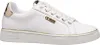 A single white Guess sneaker with gold accents. Produktbild-Vorschau