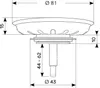 A technical drawing of a sink strainer basket with dimensions. Produktbild-Vorschau