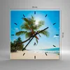 Wanduhr - Quadrat - Glasuhr - Strand Palme Meer - 30x30cm - Produktbild-Vorschau 3