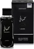A black perfume bottle and its packaging are displayed against a white background. Náhled obrázku produktu