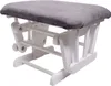 A gray upholstered ottoman with a white wooden base, shown from a front-side angle against a white background. Anteprima dell’immagine prodotto