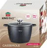 The image shows the packaging of a KING Hoff casserole pot. The packaging features a picture of the pot, the brand logo, product specifications, and a chef. Voir les images du produit