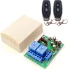A set of two remote controls and a receiver module with two relays, displayed on a white background. Produktbild-Vorschau