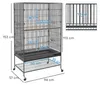Jaula para pájaros PawHut con 2 puertas y ruedas, para aves Vista previa de la imagen del producto 7