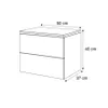 A line drawing diagram of a hanging nightstand with dimensions indicated. Produktbild-Vorschau