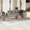 7-tlg. Garten-Sofagarnitur mit Kissen Beige Poly Rattan Produktbild-Vorschau 2