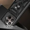 A close-up shot of a black phone case with a ring holder, showing its protective features and camera module. Produktbild-Vorschau
