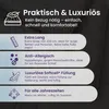 Marketing image detailing product features with icons and text. Produktbild-Vorschau