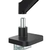 A close-up view of a monitor mount's connection mechanism, showing a black plastic base with a silver metal post extending upwards, ready to connect to a black arm. Anteprima dell’immagine prodotto