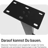 A close-up of a black metal table leg with a mounting plate, with descriptive text below. Anteprima dell’immagine prodotto