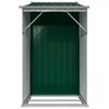 The image shows the front view of an empty green metal shed with a silver frame. Náhled obrázku produktu