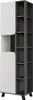 A tall, narrow cabinet with two white doors on the left and open shelves on the right, set against a white background. Produktbild-Vorschau