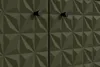 A close-up view of a dark green cabinet with a geometric pattern and two black knobs. Podgląd zdjęcia produktu