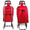 Two views of a red shopping trolley on a white background. Produktbild-Vorschau