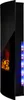 A black electric fireplace with a simulated flame effect and blue LED lights. Náhled obrázku produktu