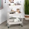 Scaffale a 3 livelli in metallo beige su ruote 44x31,5x78,5 Anteprima dell’immagine prodotto 2