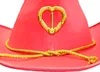 Cowboyhut mit goldenem Herz und Kordel für Damen - Rot Produktbild-Vorschau 3