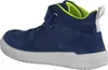 A side view of a blue high-top sneaker with green accents. Produktbild-Vorschau