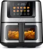 A front view of a Solis air fryer filled with french fries, with its digital display showing cooking options. Produktbild-Vorschau