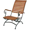 A wooden and metal deckchair on a white background. Produktbild-Vorschau