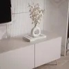 A close-up shot of a modern TV lowboard with a decorative vase and a book on top. Náhled obrázku produktu