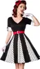 Vintage Retro Godet Kleid mit Gürtel in weiß/schwarz Größe Produktbild-Vorschau 7