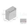 A diagram of a car battery with dimensions and a smaller diagram showing terminal placement. Produktbild-Vorschau