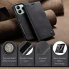 A black flip phone case is shown with close-up details of its features. Produktbild-Vorschau