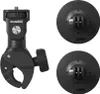 A black camera mount and two circular mounts with camera attachment points, all on a white background. Produktbild-Vorschau