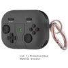 A protective case for earbuds designed to look like a game controller, with a rose gold keychain attached. Produktbild-Vorschau