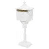 A white vintage-style mailbox on a pedestal, presented against a white background. Produktbild-Vorschau