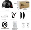A collage of images showing a safety helmet and its accessories, along with packaging and instructional diagrams. Náhľad obrázku produktu
