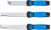 Three metal chisels with blue and black handles are arranged vertically against a white background. Produktbild-Vorschau