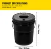 A black bucket with dimensions and capacity indicated by text overlays. Náhľad obrázku produktu