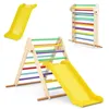 A collage of children's indoor climbing toys, including a slide and a climbing triangle with a slide attachment. Produktbild-Vorschau